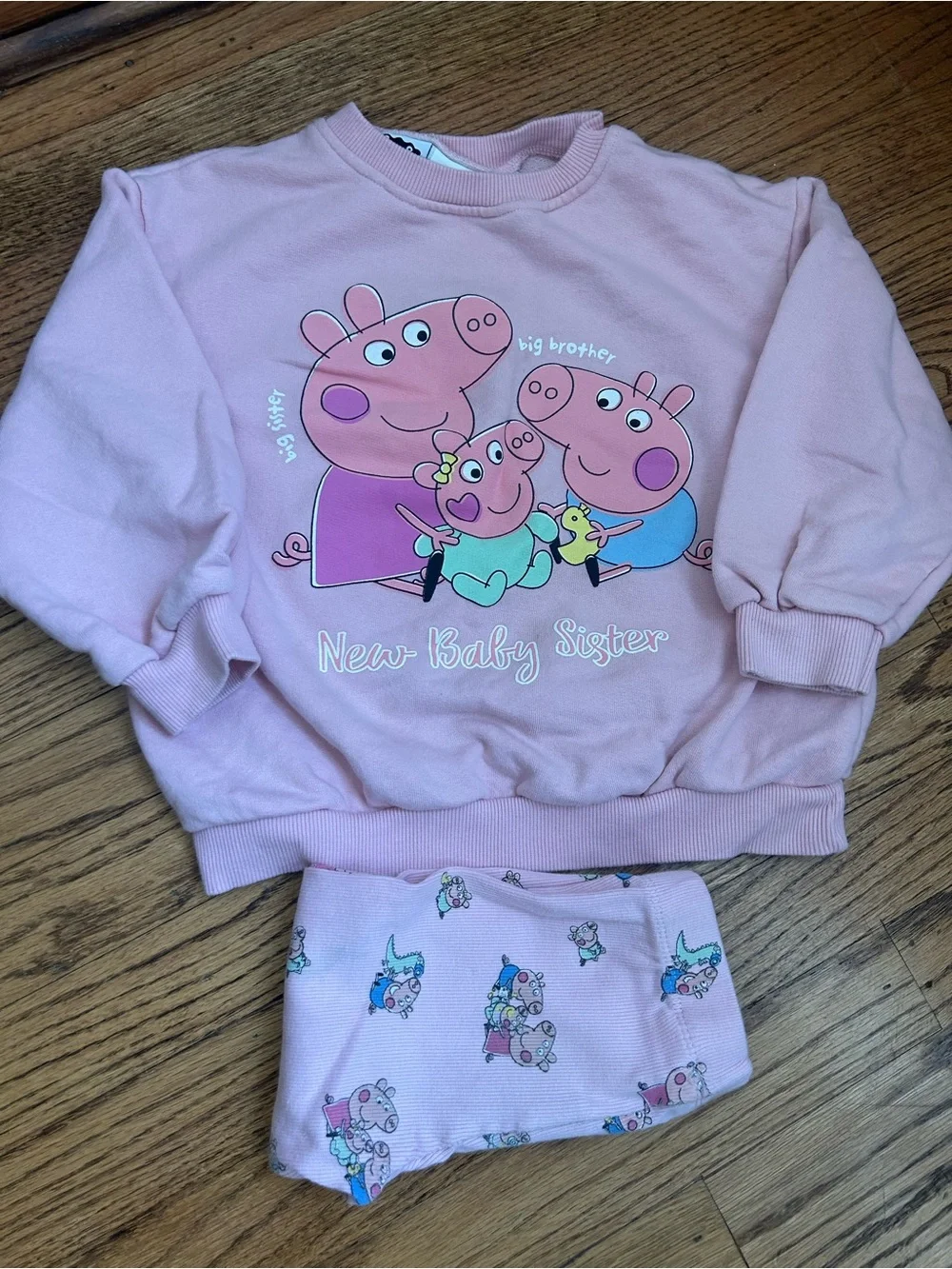 Peppa Pig x Zara New Baby Sister Two Piece Outfit Sweatshirt & Leggings Size 6